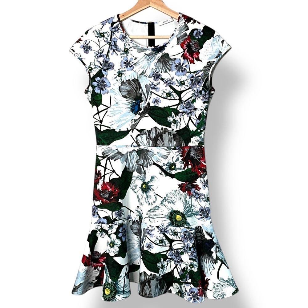 ERDEM Darlina Yuki Garden Neoprene Jersey Dress Exposed Back Zip Ruffle Hem 8 - Picture 3 of 13